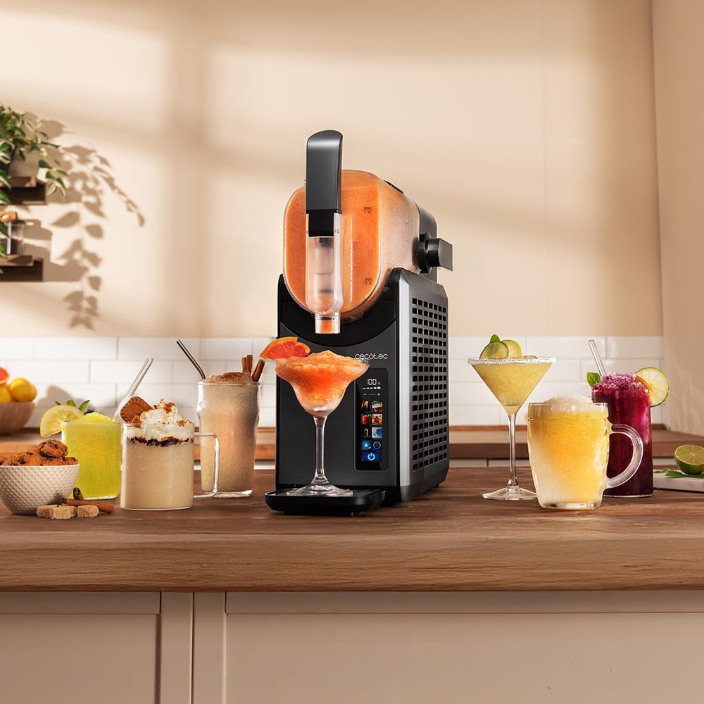 Cecotec Máquina de Granizado Heladera 2,6L Twist&Ice 2600. 220W, Bebidas en 15-60mins, 1,9L para Ingredientes, Control Táctil, 6 Modos, Refrigeración Adaptable, Diseño Ergonómico, Boquilla sin Goteo