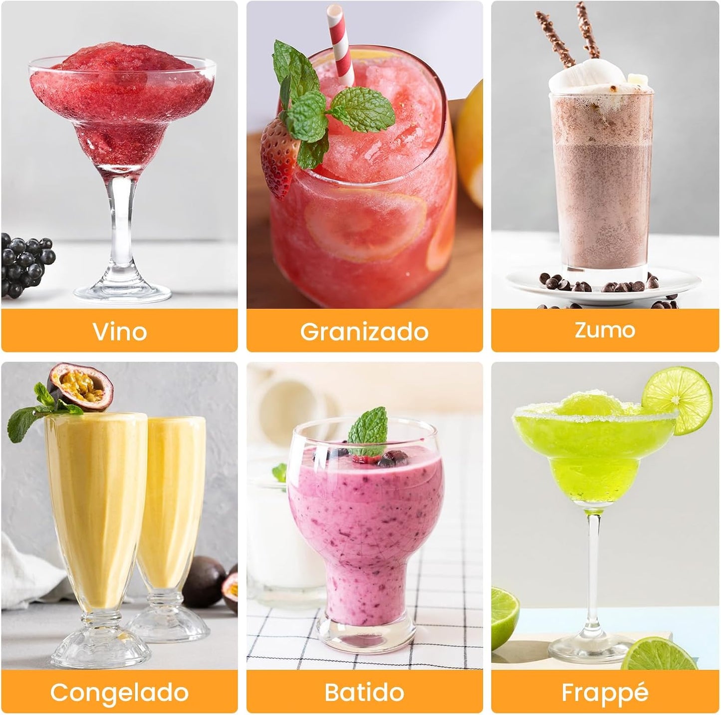 Granizadora INOVIVA, no necesita hielo, granizadora doméstica de 2L con autolimpieza, 5 programas preestablecidos, margaritas heladas, frappés, batidos y mucho más