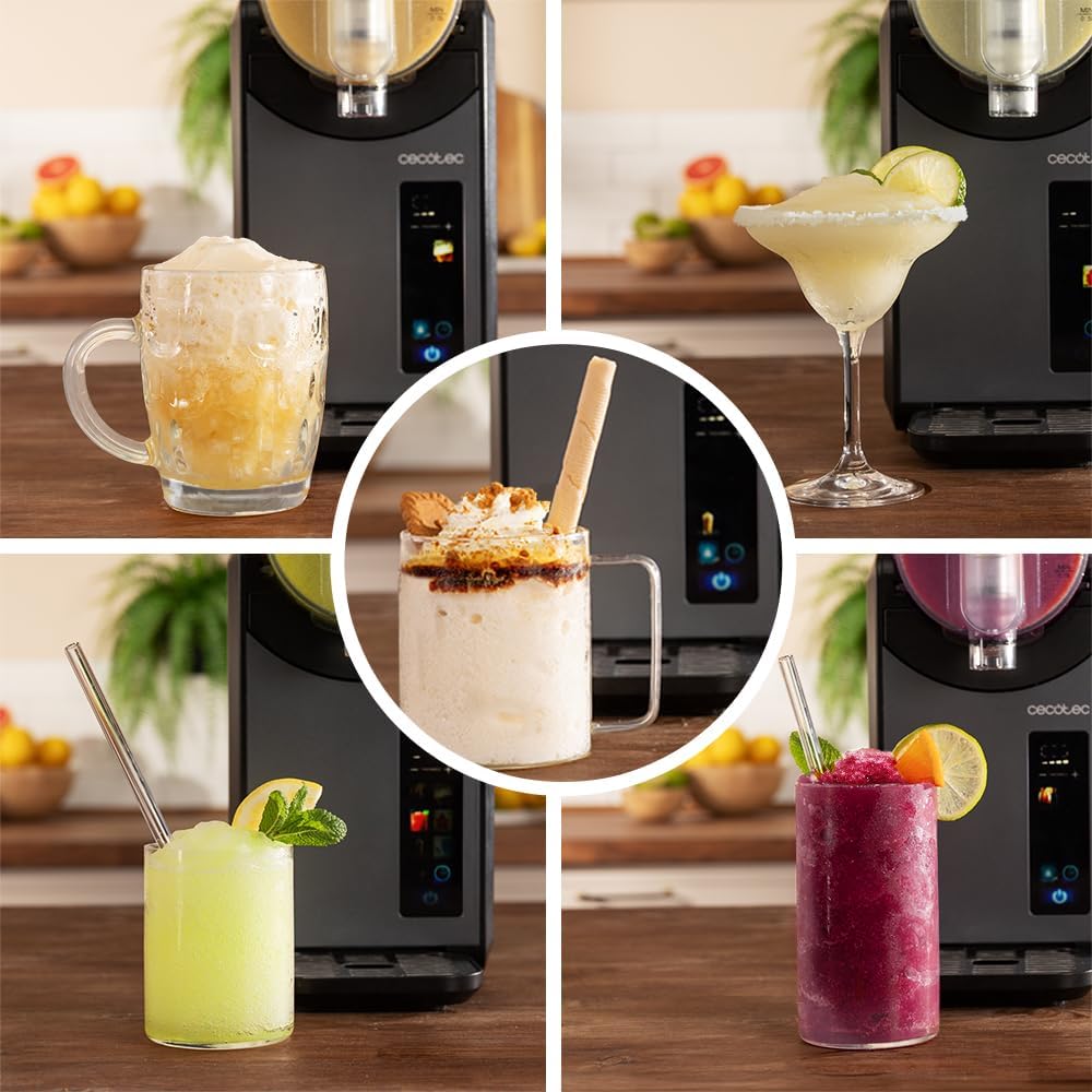 Cecotec Máquina de Granizado Heladera 2,6L Twist&Ice 2600. 220W, Bebidas en 15-60mins, 1,9L para Ingredientes, Control Táctil, 6 Modos, Refrigeración Adaptable, Diseño Ergonómico, Boquilla sin Goteo