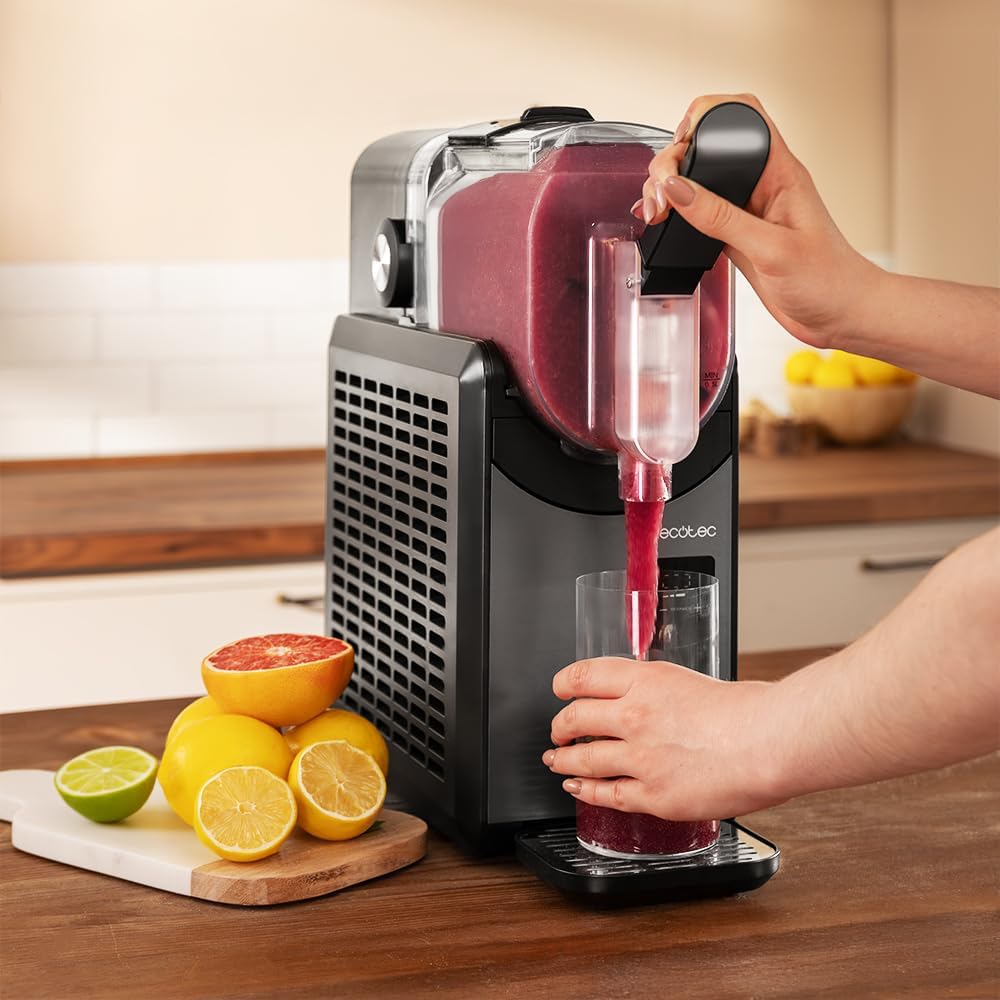 Cecotec Máquina de Granizado Heladera 2,6L Twist&Ice 2600. 220W, Bebidas en 15-60mins, 1,9L para Ingredientes, Control Táctil, 6 Modos, Refrigeración Adaptable, Diseño Ergonómico, Boquilla sin Goteo