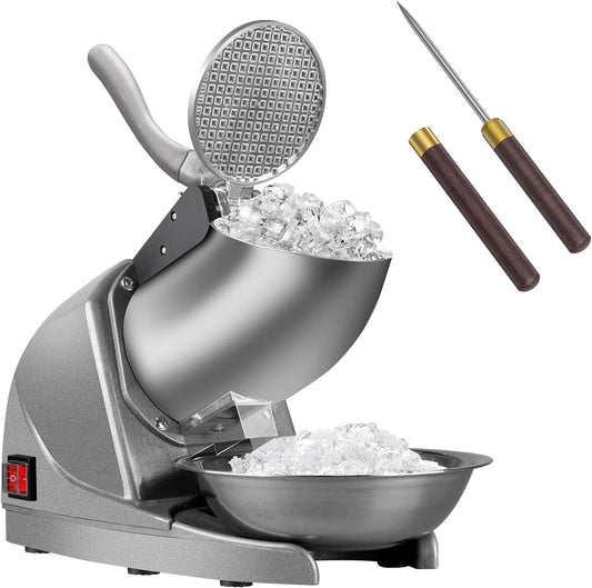 BI-DTOOL Trituradora de hielo eléctrica de triple cuchilla, trituradora de hielo, 129.7 kg/h, máquina de hielo afeitado de acero inoxidable de 380 W, máquina de cono de nieve de 1500 rpm, máquina de