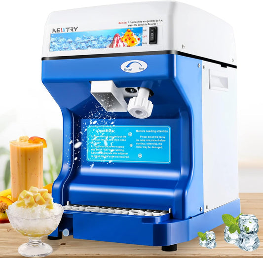 NEWTRY Trituradora de hielo eléctrica comercial eléctrica raspada hielo nieve cono fabricante con hoja de aleación de aluminio espesor ajustable 260lb/h para cubo de hielo pequeño fiesta bar uso