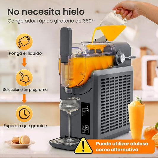 Granizadora INOVIVA, no necesita hielo, granizadora doméstica de 2L con autolimpieza, 5 programas preestablecidos, margaritas heladas, frappés, batidos y mucho más